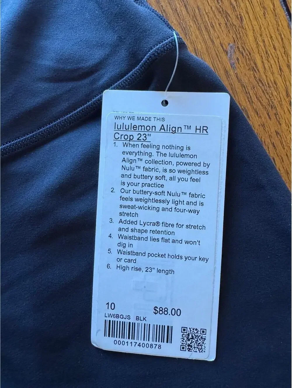 Lululemon Align High Rise 23” Black Size 10 NWT